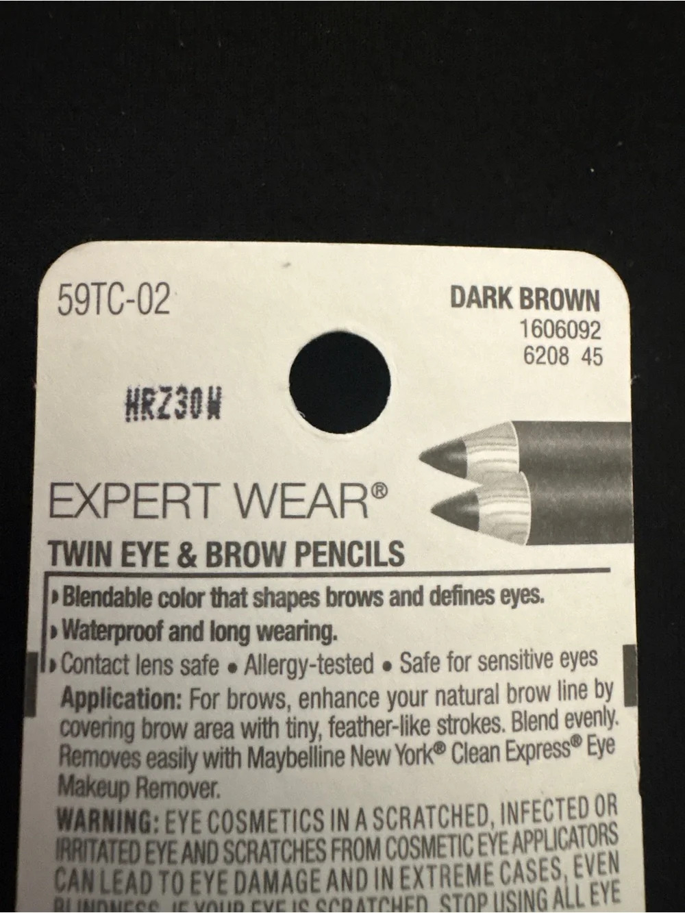 Maybelline Expert Wear Twin Eye & Brow Pencils 102 Dark Brown 2-Pack NEW